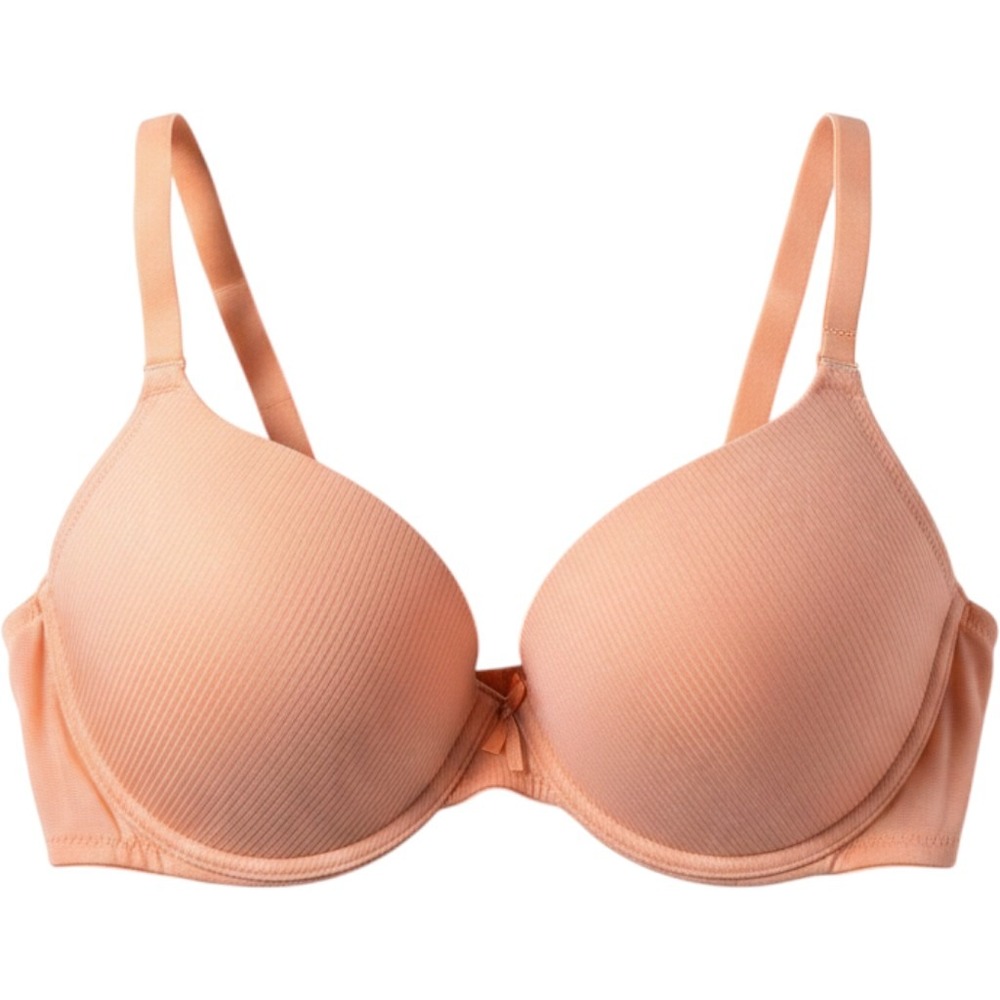 Adrienne Vittadini Studio Ribbed Underwire Bra Peach Coral 38D 3706-16